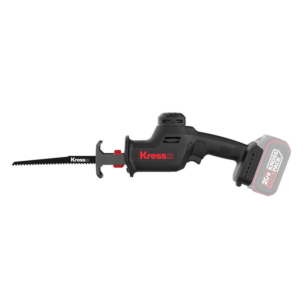 Kırmızı detaylı siyah Kress sabre testere ve 20V pil.