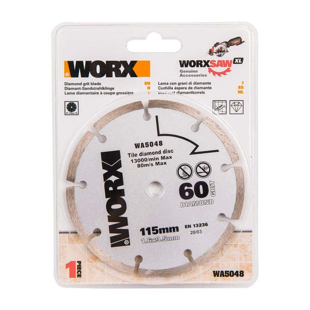 WORXSAW XL elmas karo kesme diski ambalajı, 115mm çapında.