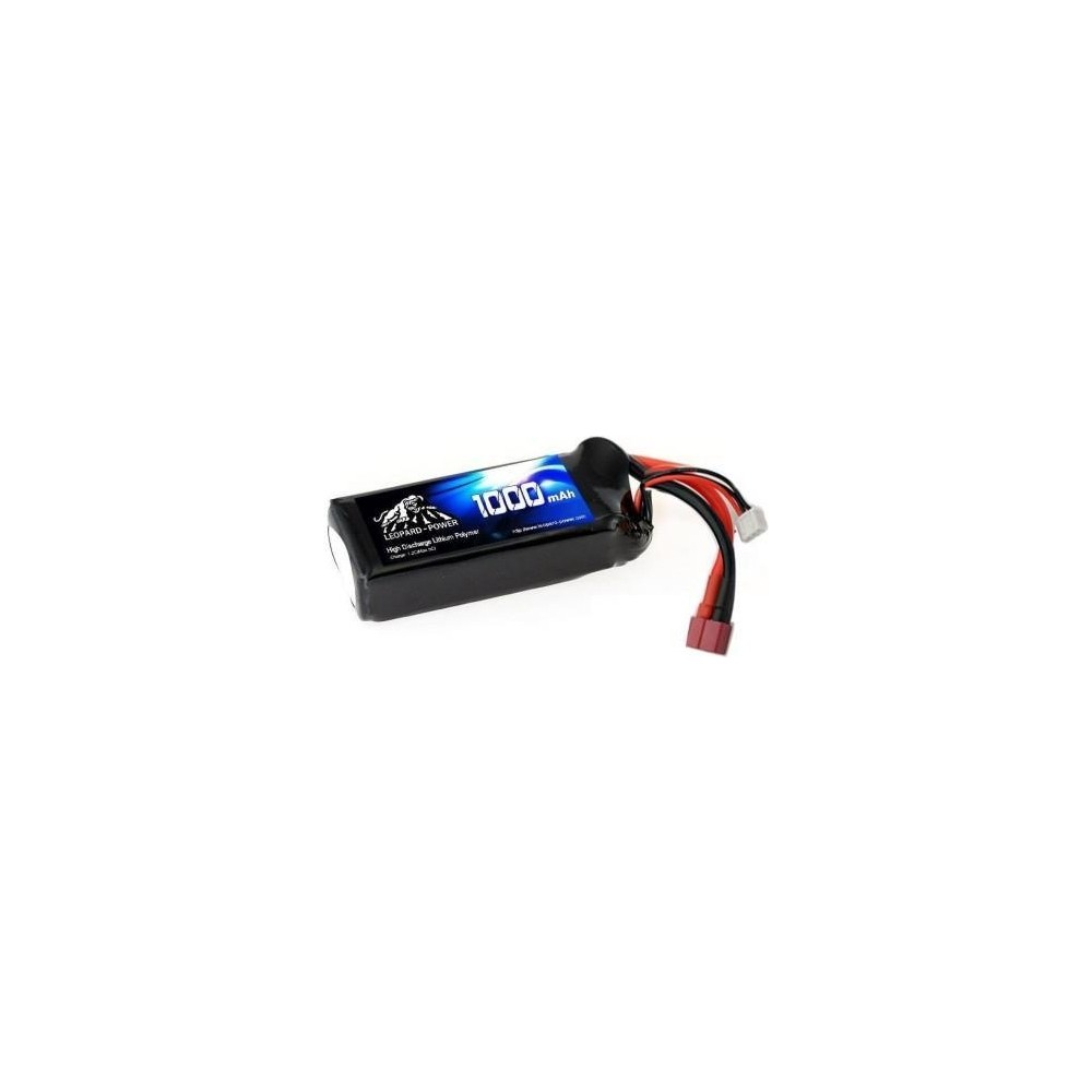 Siyah 1000 mAh pil, kablolar ve konektörlü.