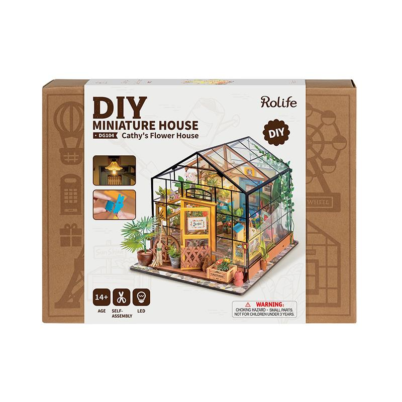 DIY minyatür ev 'Cathy'nin Çiçek Evi' sera detaylı.