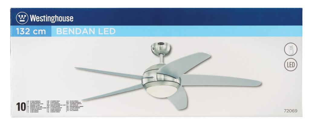 Westinghouse Deckenventilator mit Licht, 132 cm, silberfarben.