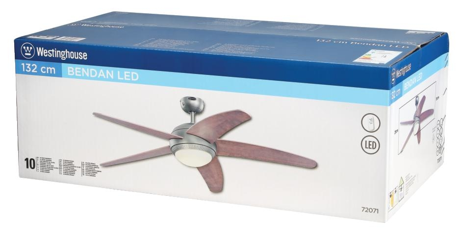 Verpackung eines Westinghouse Deckenventilators mit LED-Beleuchtung, 132 cm.