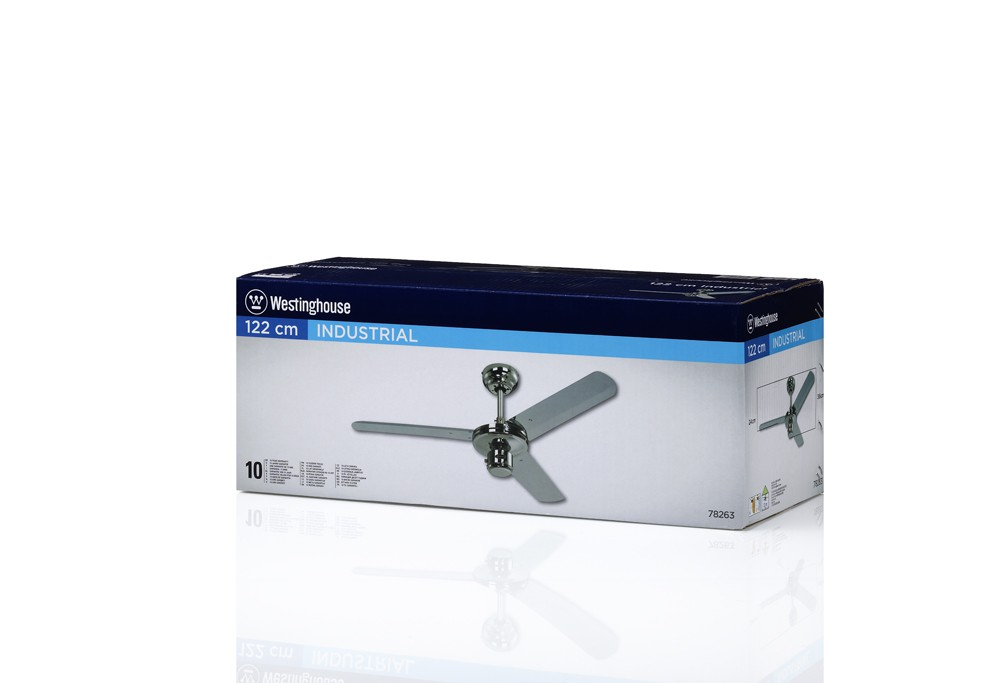 Verpackung eines Westinghouse 122 cm Industrie-Deckenventilators