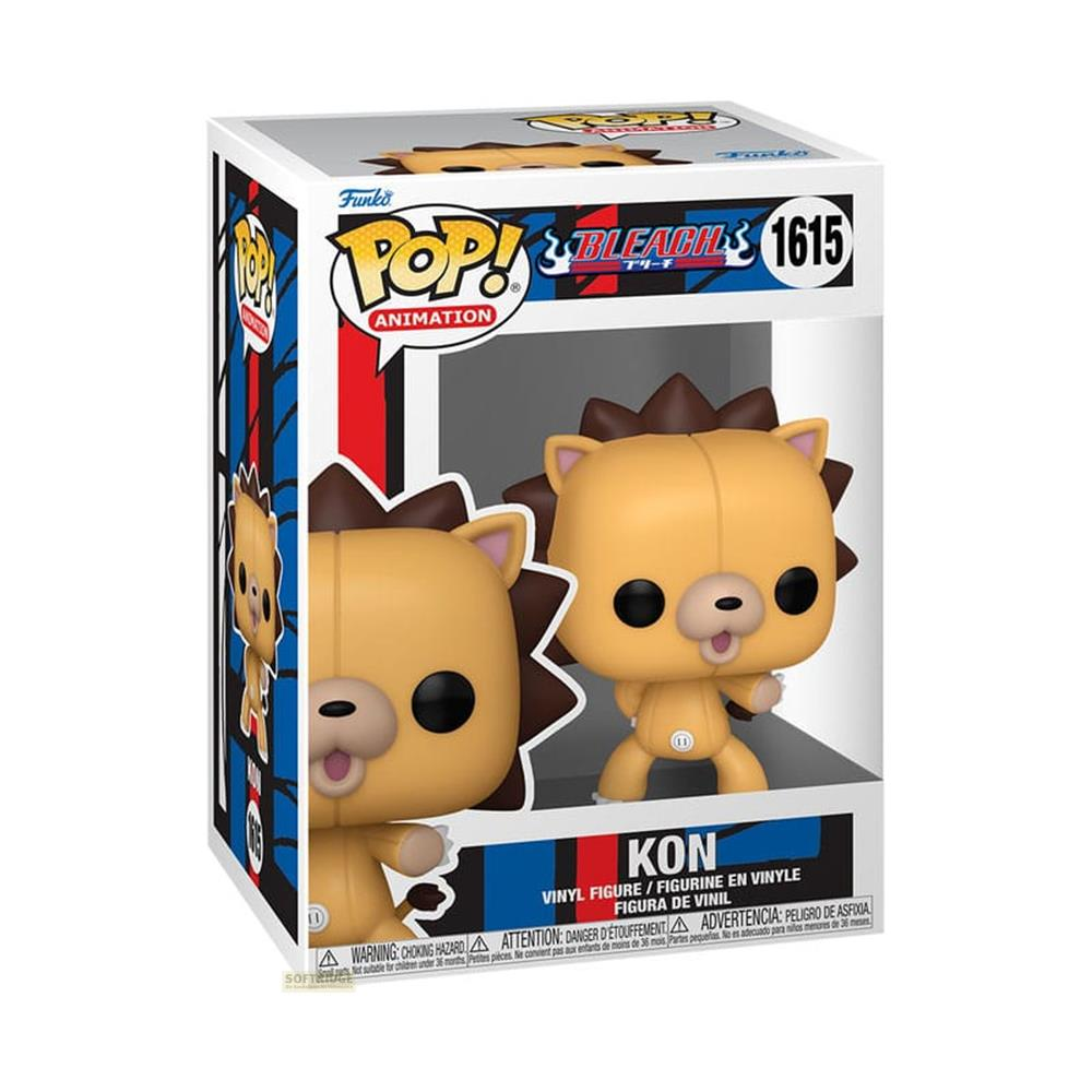 Action figure Funko Pop! Kon di Bleach nella sua scatola, gialla con criniera da leone.
