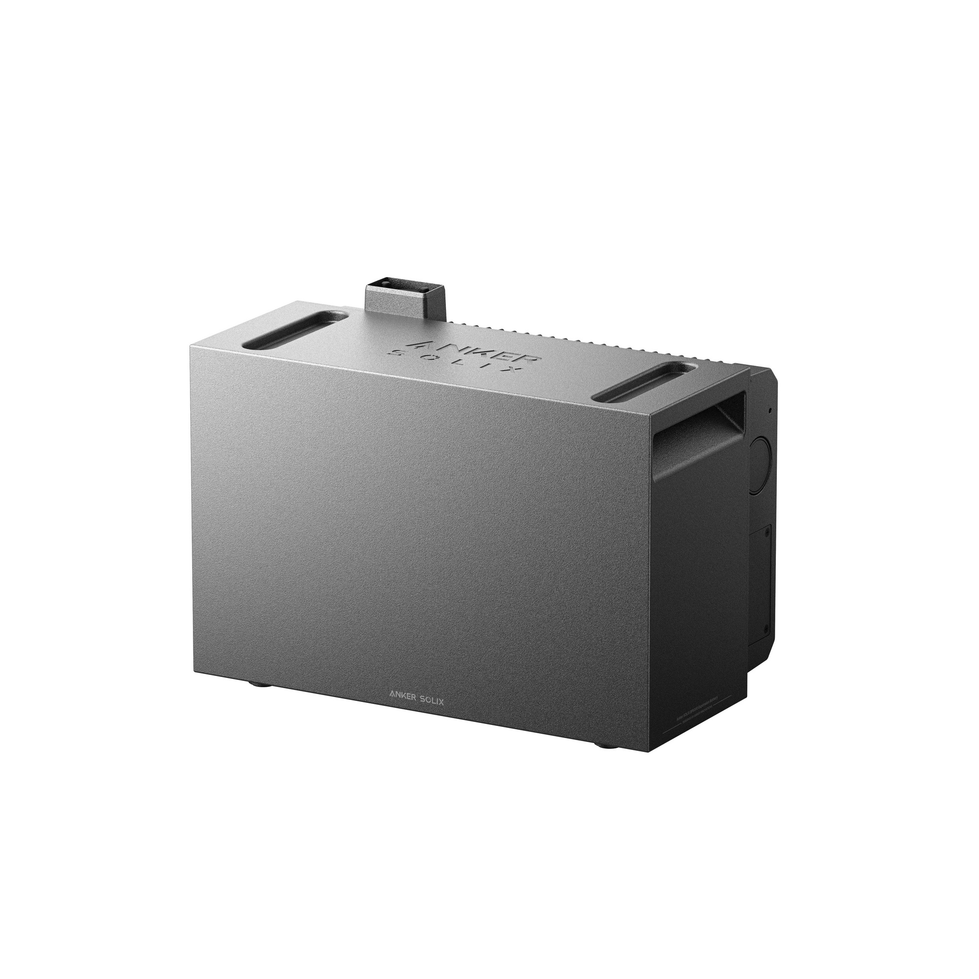 Batería rectangular gris con asas superiores y marca ANKER SOLIX.