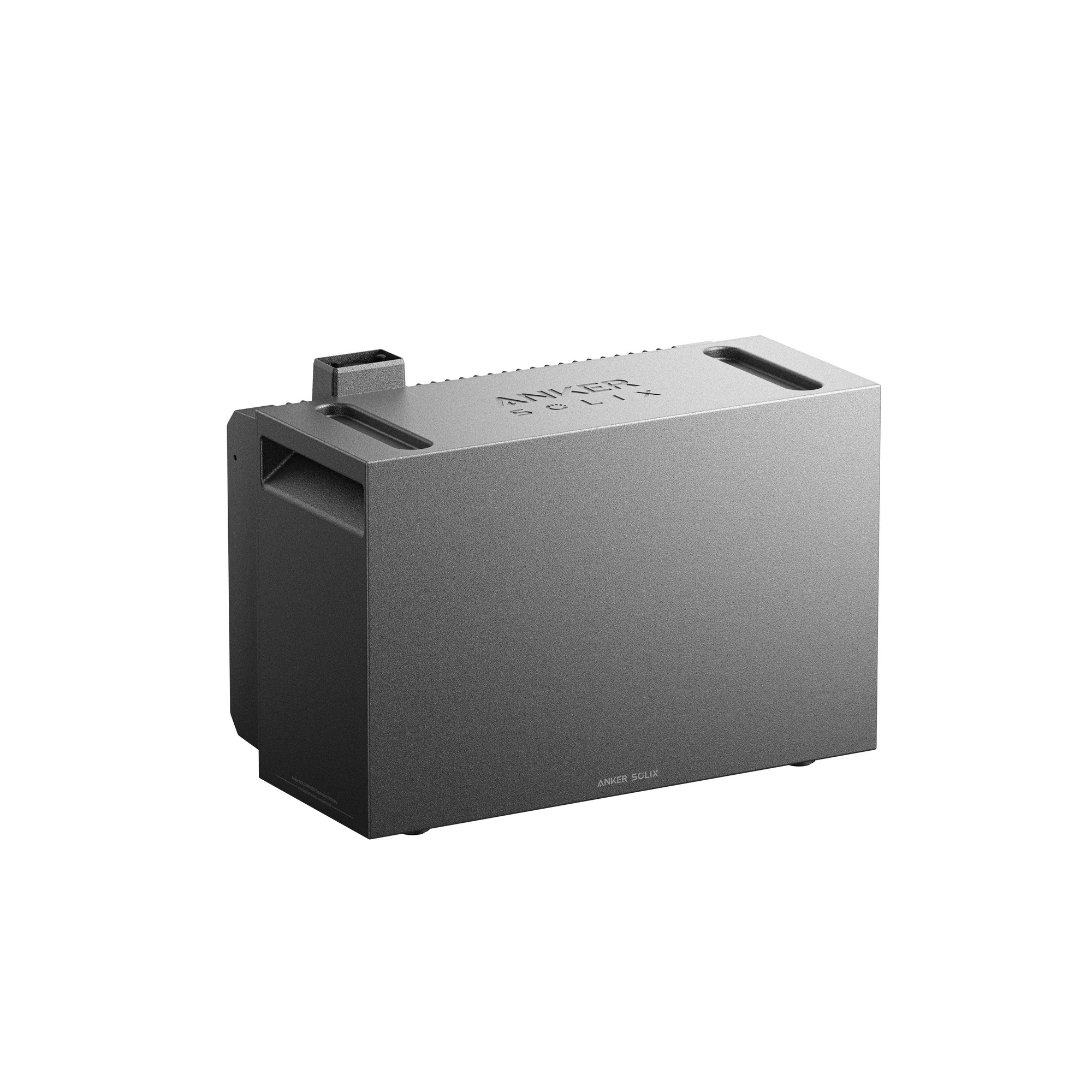 Batería gris Anker Solix con hendiduras para agarre y logo impreso.