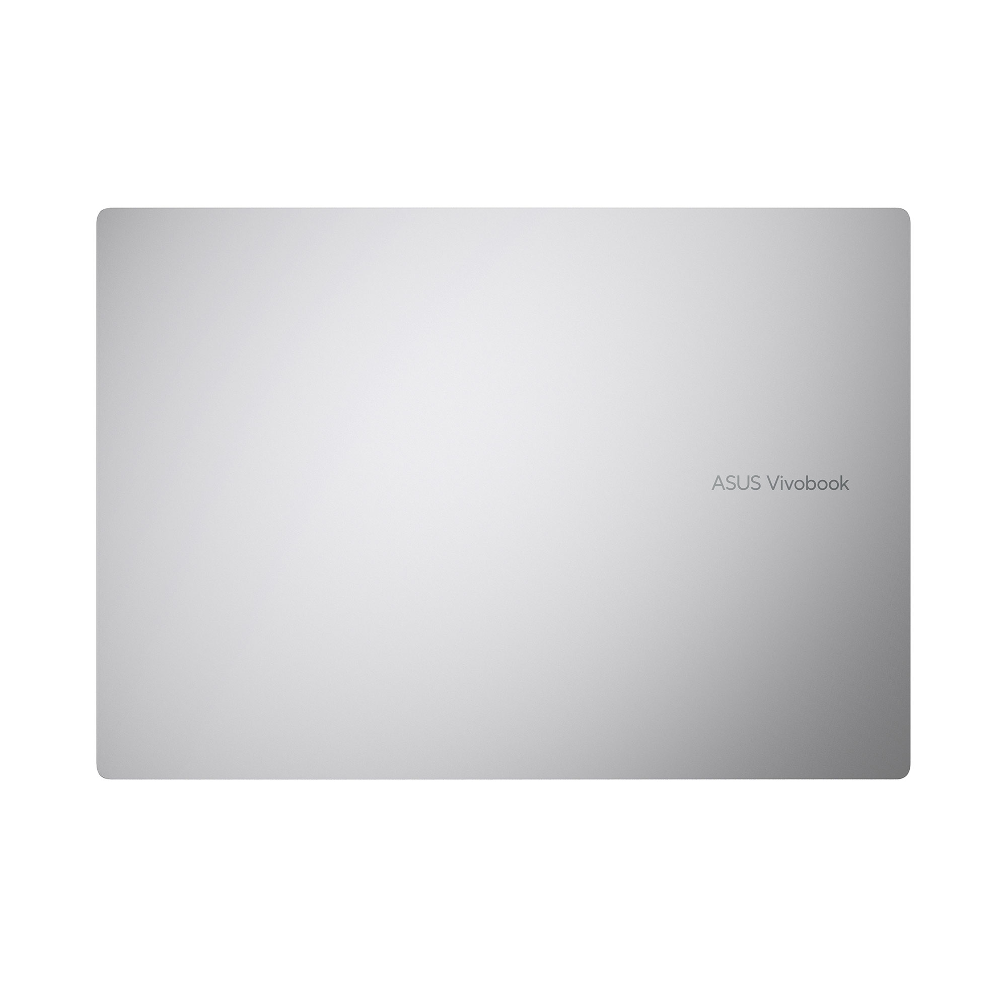 Beyaz arka plan üzerinde gümüş renkli Asus Vivobook dizüstü bilgisayar.