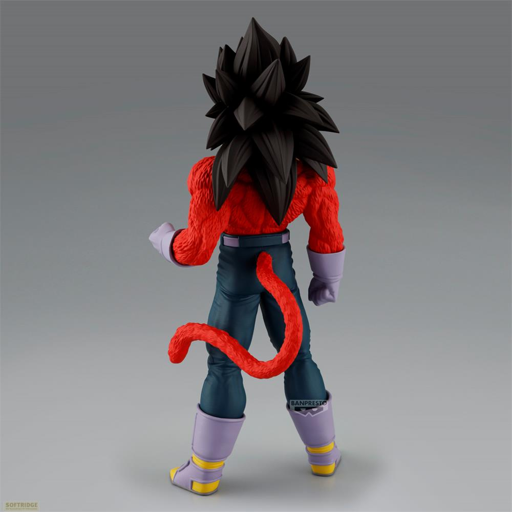 Figura con torso rojo, pantalones azules y cola roja.