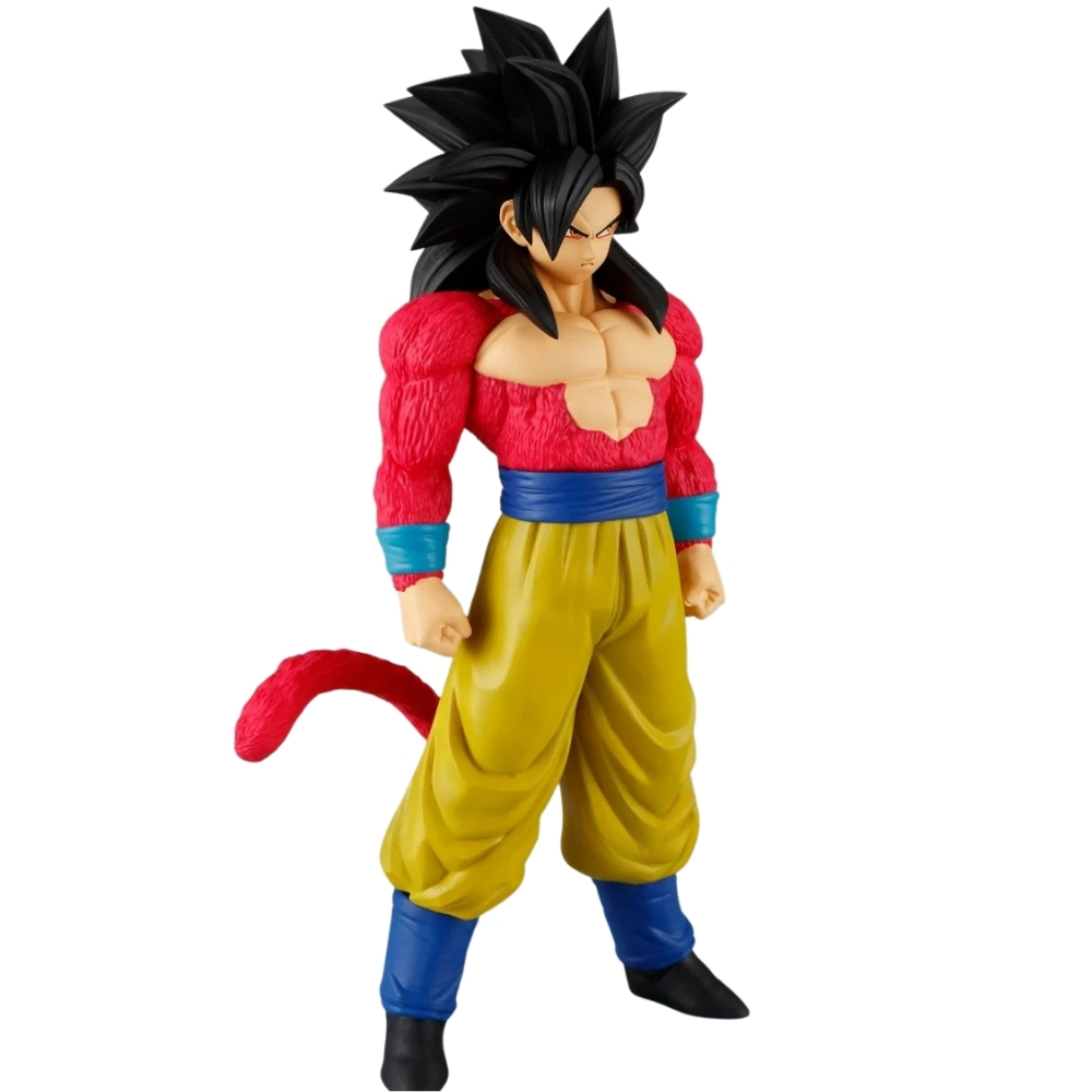 Eine Figur mit roten Armen, gelber Hose, blauer Latzhose und rotem Schwanz.