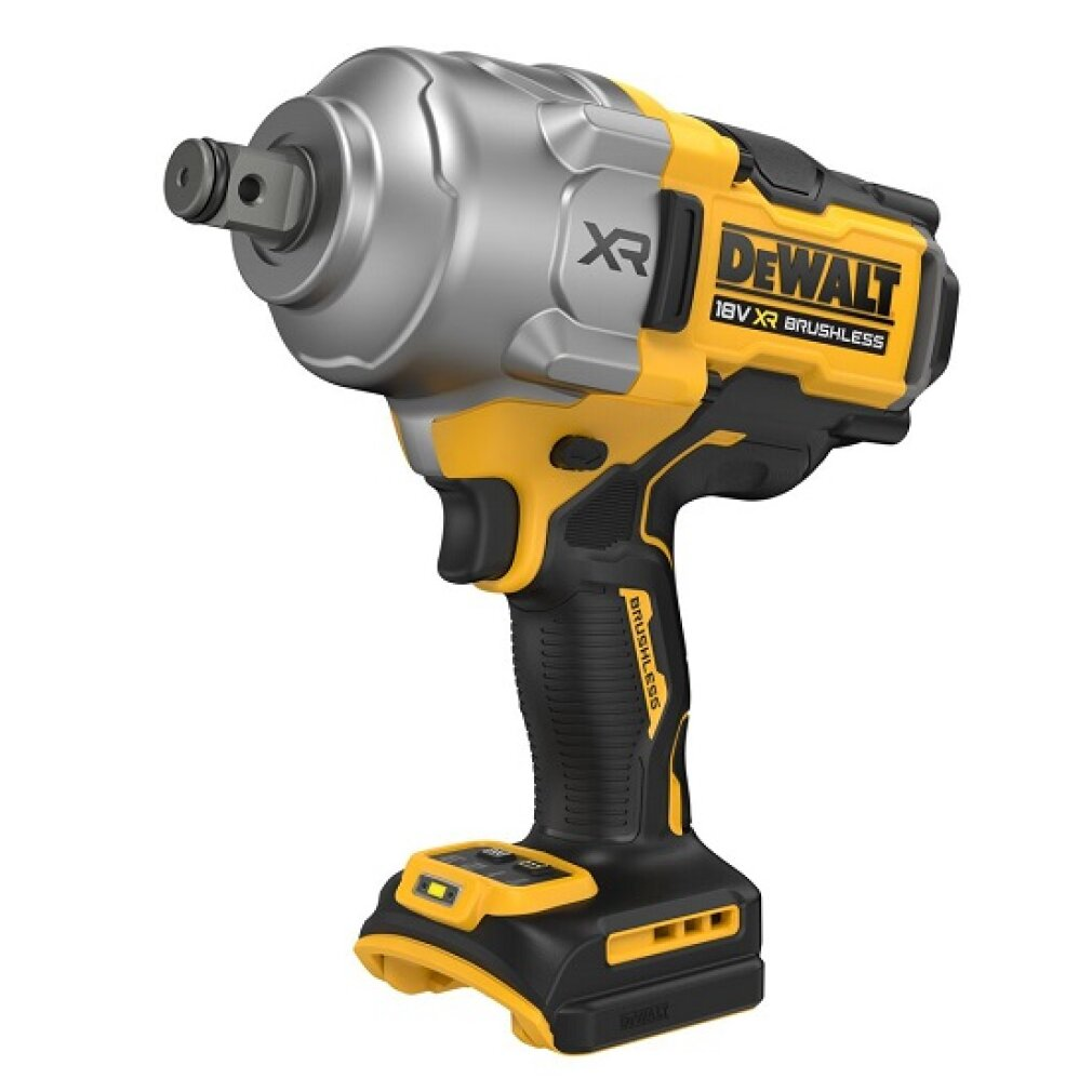 Ein gelber und silberner Akku-Schlagschrauber von DeWalt mit schwarzem Griff.