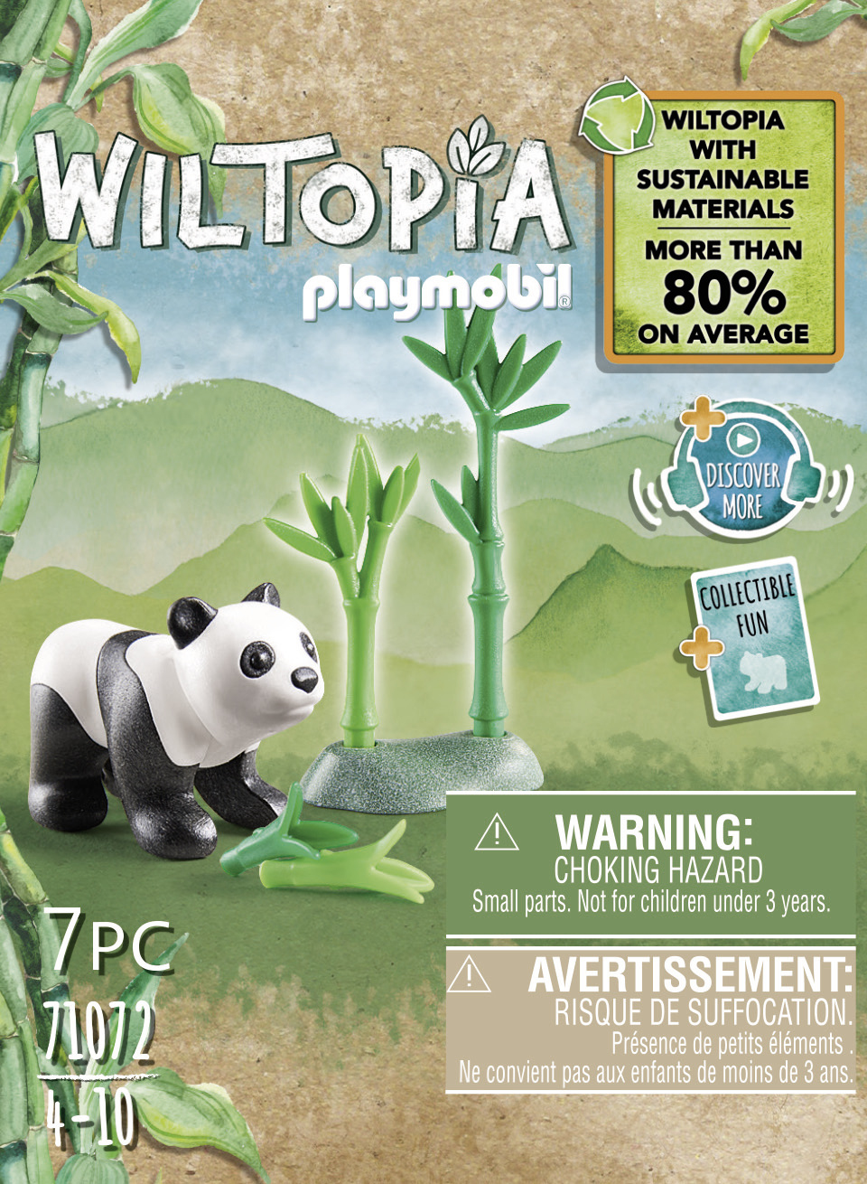 Ein Panda-Spielzeug mit Bambus und Playmobil-Logo. Über 80% nachhaltige Materialien.