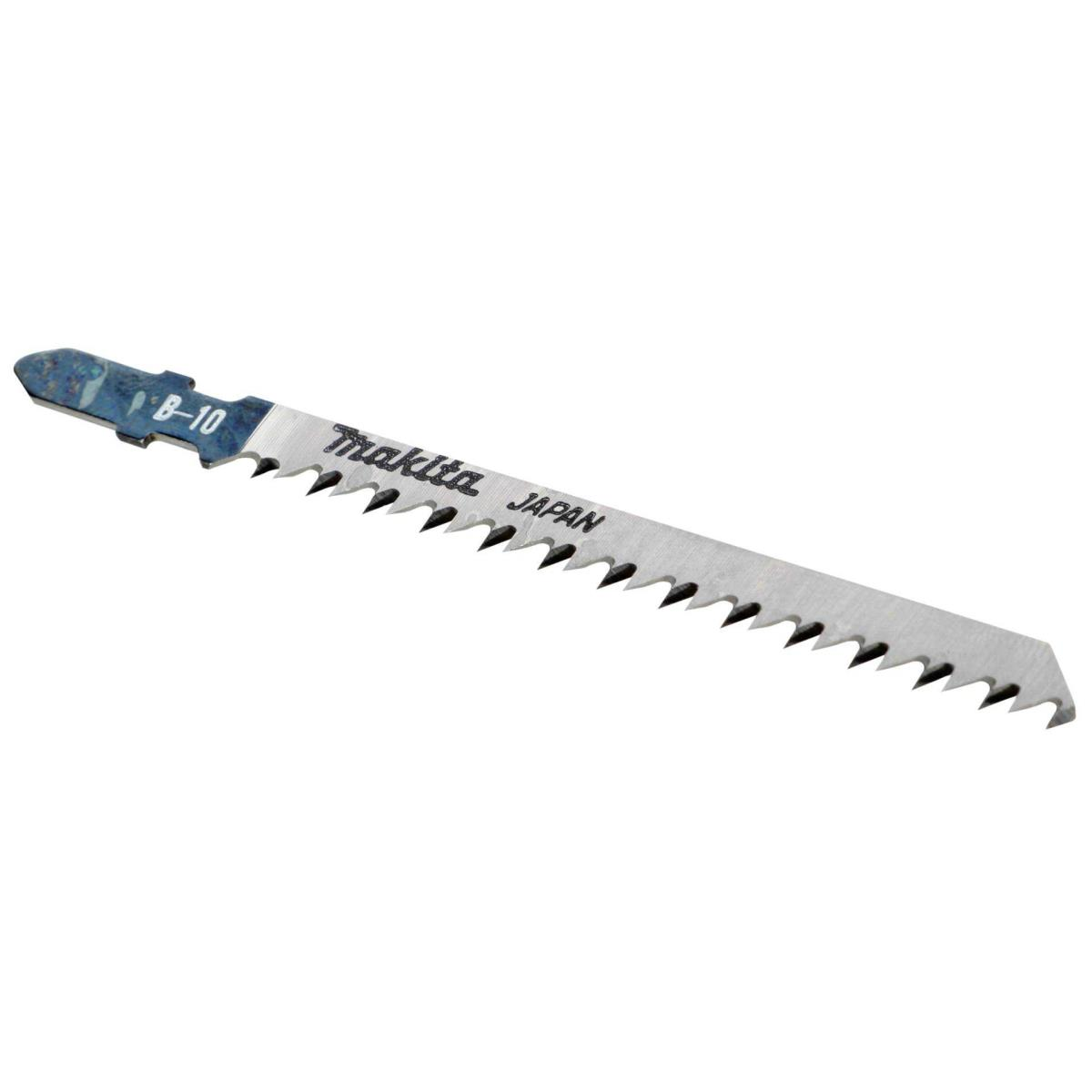 Ein Makita B-10 Sägeblatt aus Metall mit Zähnen und Beschriftung.