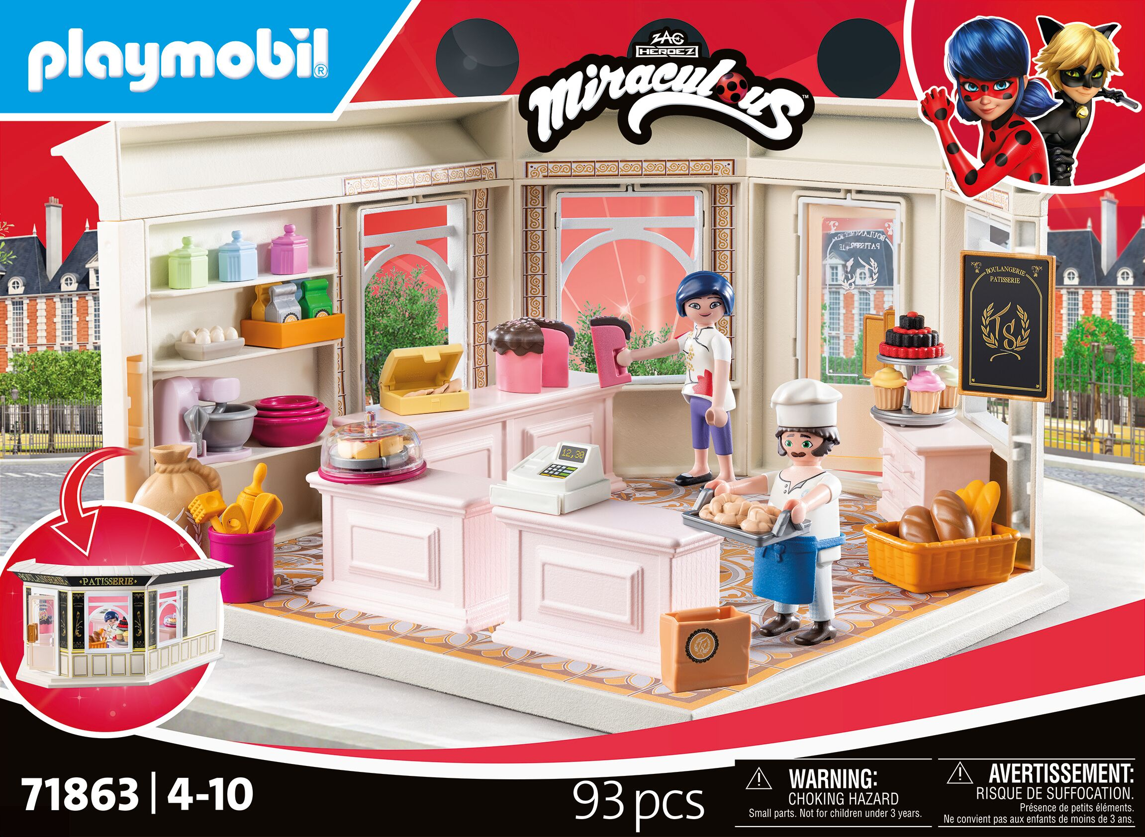 Playmobil bakkerij speelset met figuren, gebak, brood en kassa.