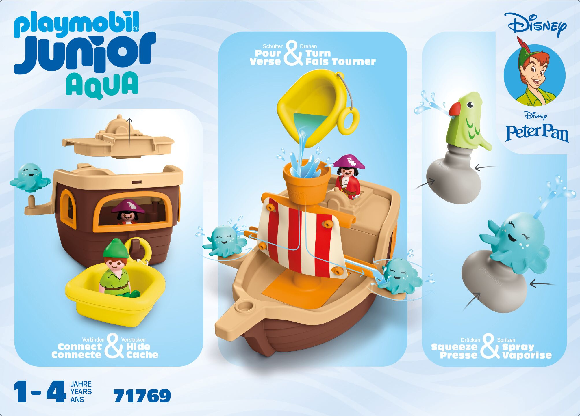 Juguete Playmobil Junior Aqua con figuras de Peter Pan y barco.