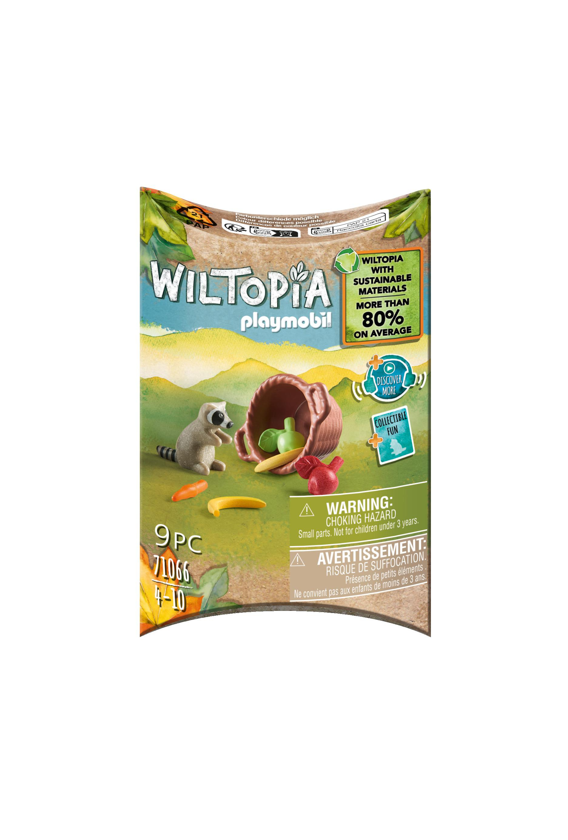 Playmobil Wiltopia Spielzeug mit Lemur, Korb und Früchten. Warnhinweis: Erstickungsgefahr.