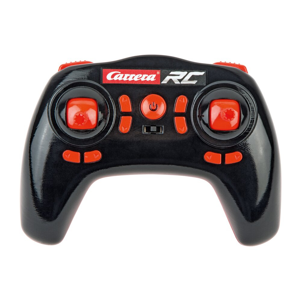 Un controller RC nero con pulsanti e joystick rossi. Il logo 'Carrera RC' è ben visibile nella parte superiore.