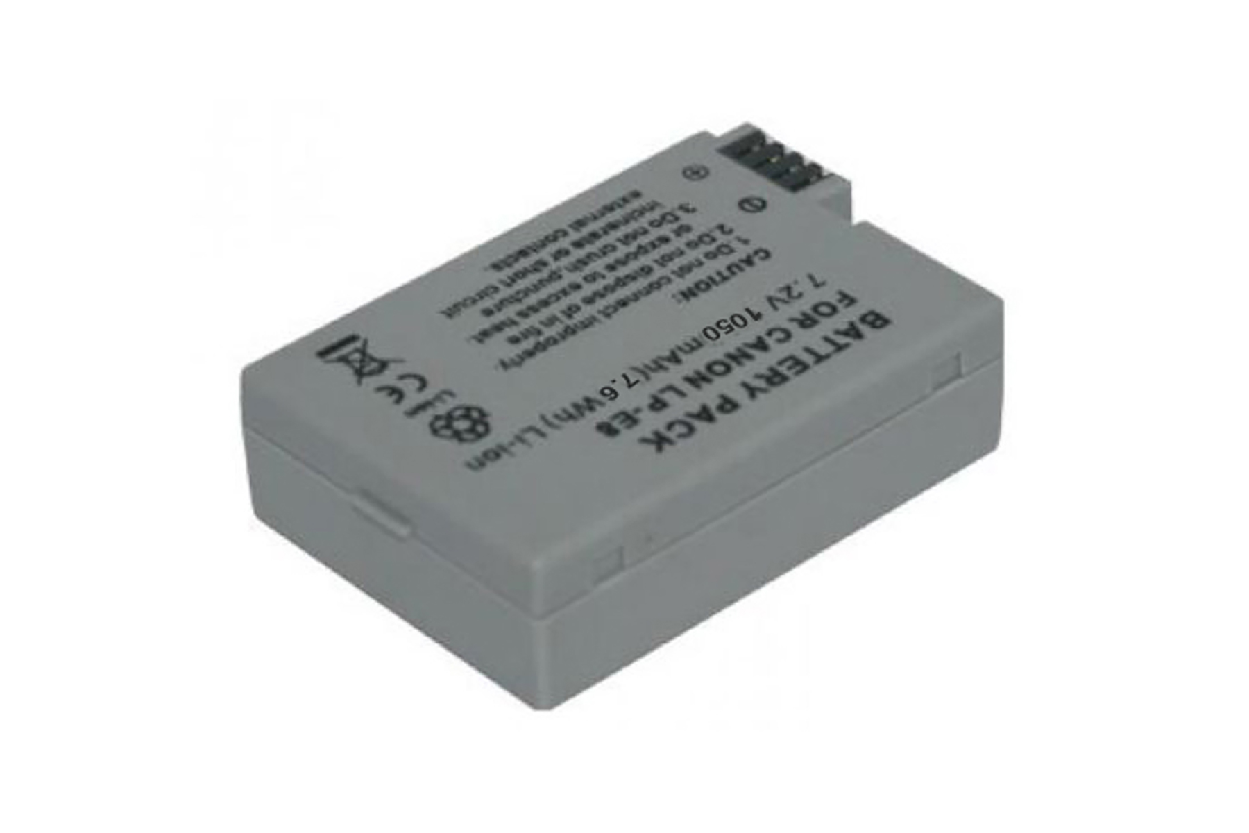 Grauer Akku für Canon LP-E8, 7,2V, 1050mAh.