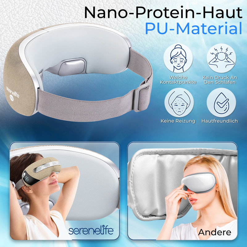 Augenmassagegerät aus Nano-Protein-Haut und PU-Material mit weichen Kontaktpunkten.
