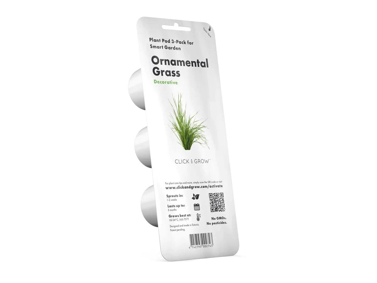 Pack de 3 vainas de césped ornamental Click & Grow para jardines inteligentes.