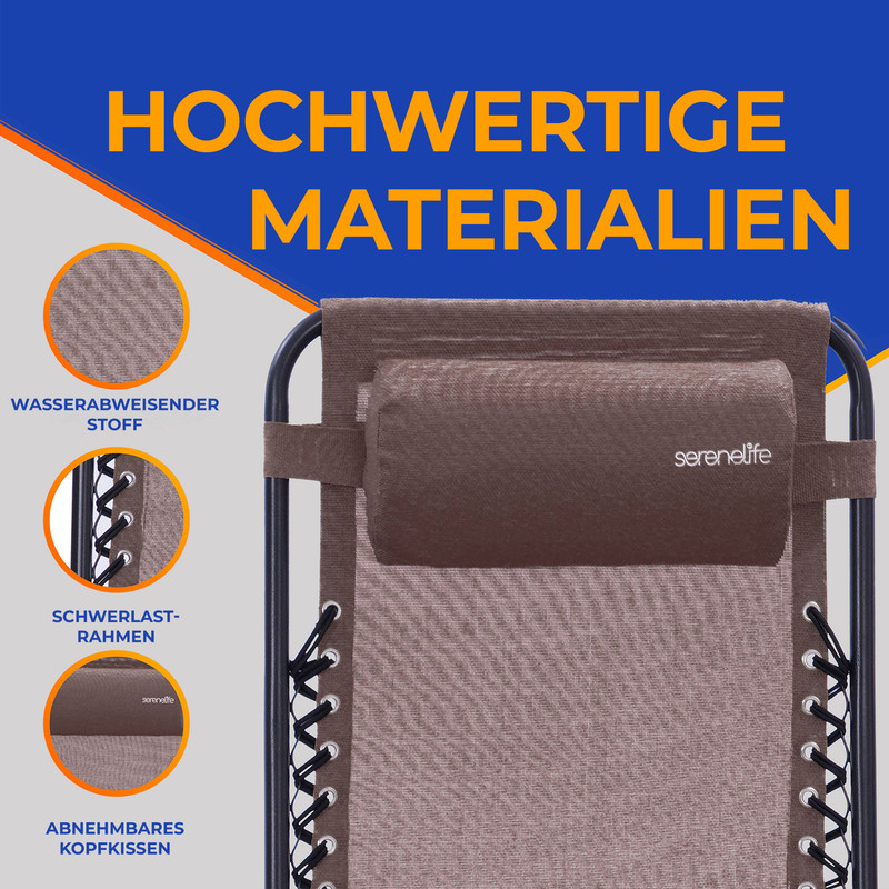 Hochwertige Materialien: Wasserabweisender Stoff, Schwerlastrahmen, abnehmbares Kopfteil.
