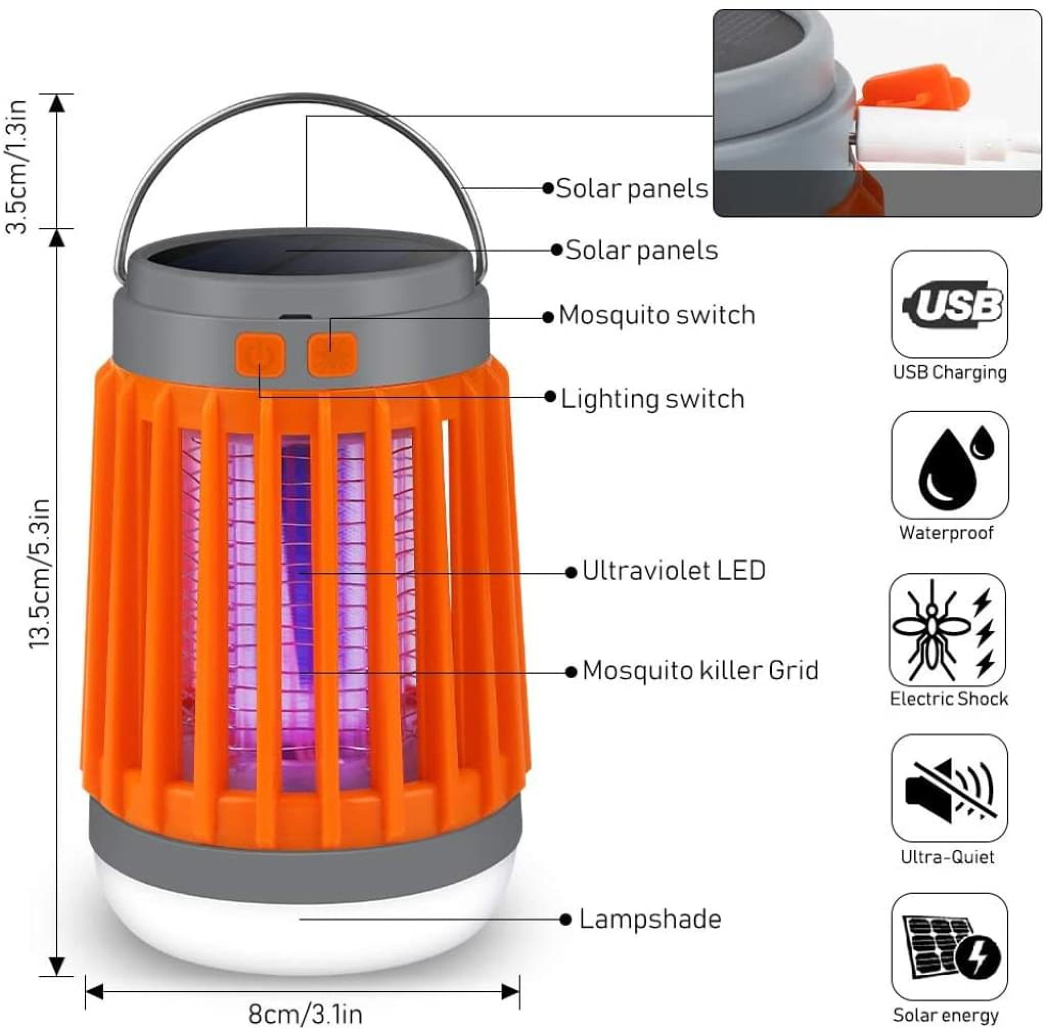 Ein Moskitolampen-Design mit Solarpanels, UV-LED und USB-Ladefunktion.
