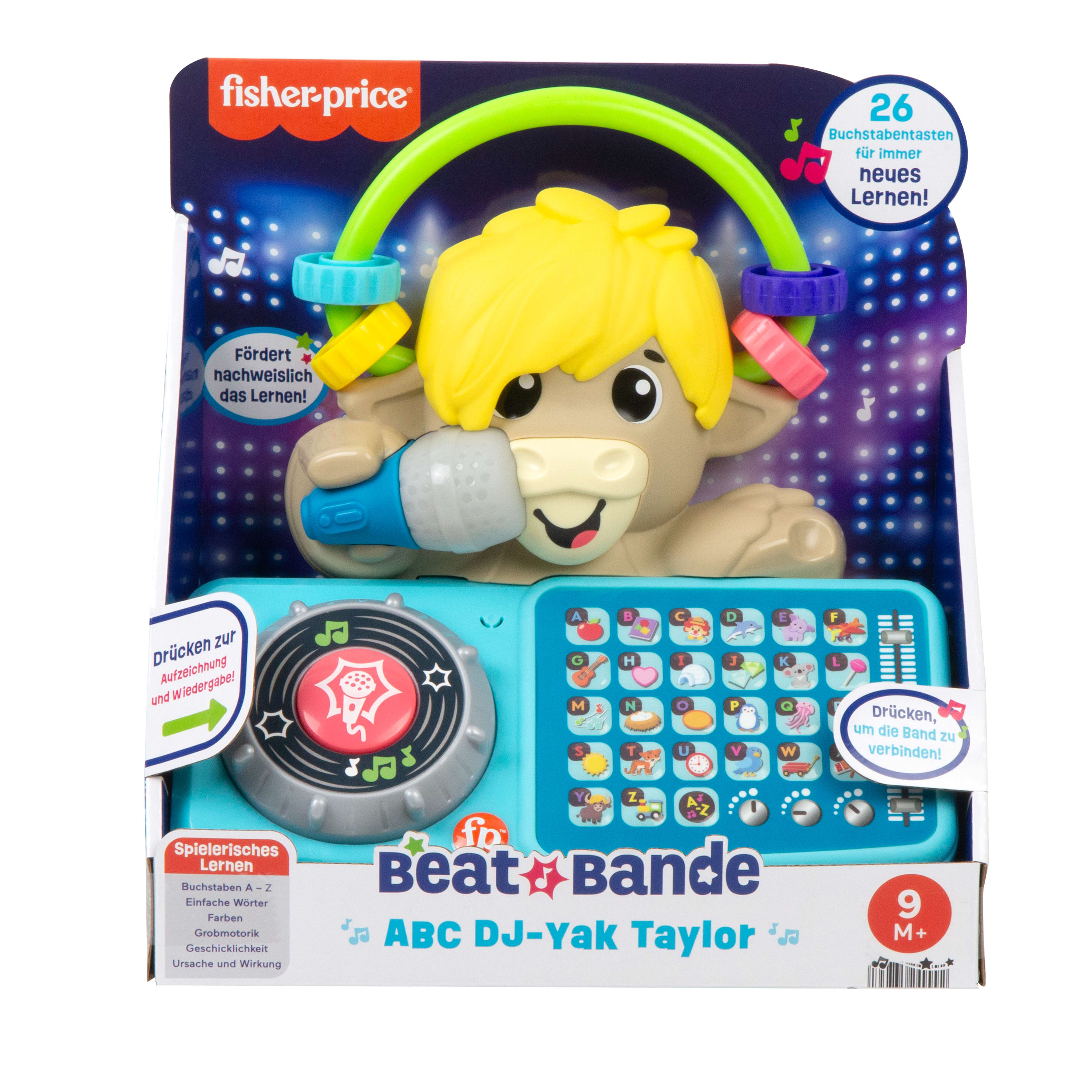 Fisher-Price Beat Bande ABC DJ-Yak Taylor Spielzeug mit Tastatur und Mikrofon.