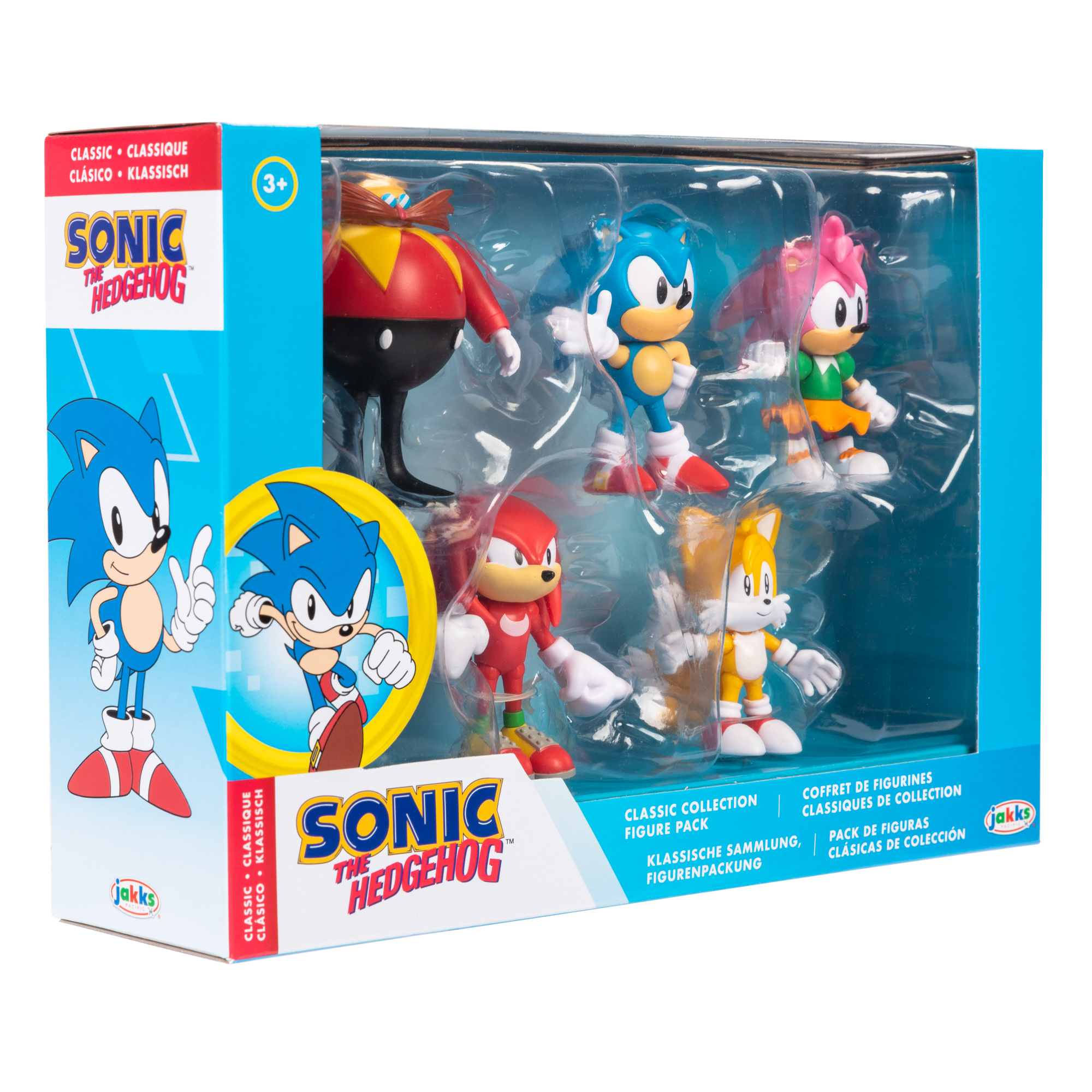 Set de figuras de acción de Sonic the Hedgehog con Sonic, Tails, Knuckles, Amy y Dr. Eggman.