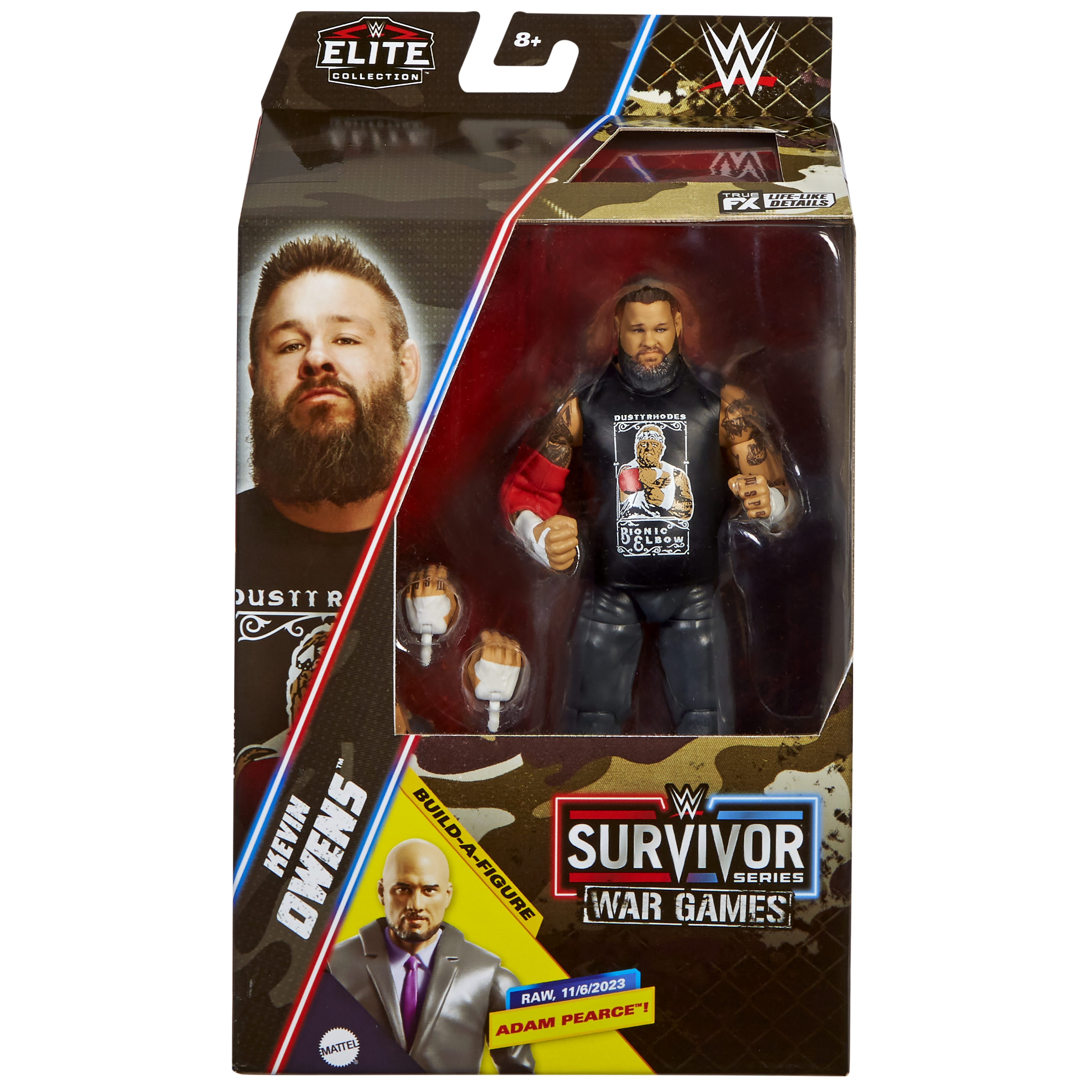 Kevin Owens WWE Actionfigur im Survivor Series War Games Karton mit Zubehör.