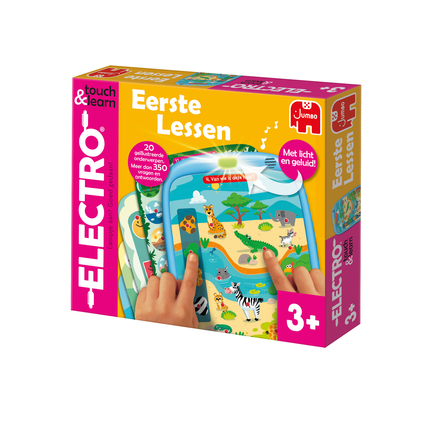 Eine Spielzeugbox mit Tieren. Kinderfinger berühren das Spiel.