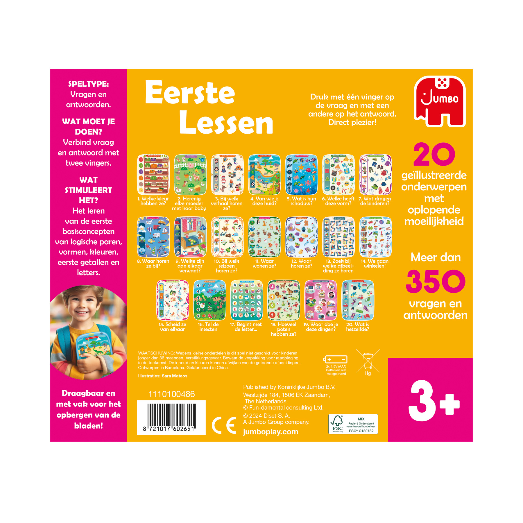 Jumbo 'Eerste Lessen' Lernspiel: 20 Themen, 350+ Fragen, Kinder halten Spiel.
