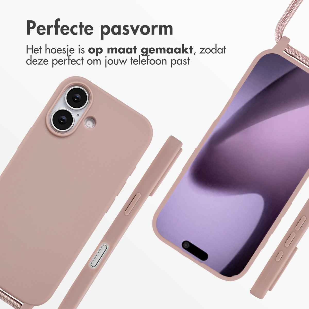 Una custodia rosa per telefono e un telefono con schermo viola.
