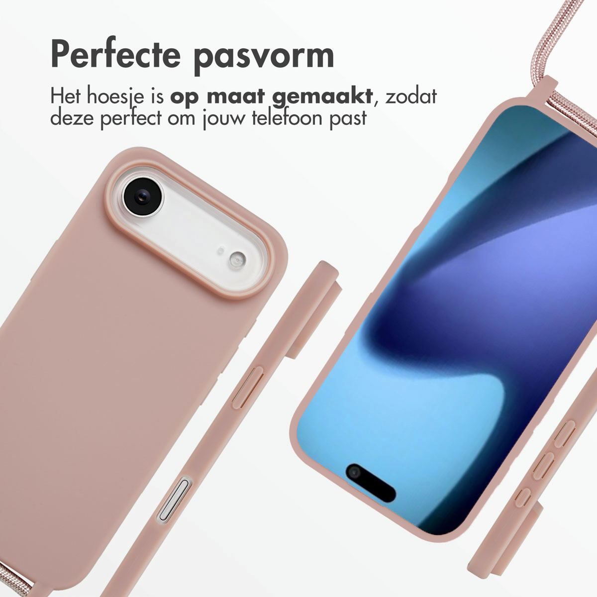 Una custodia rosa per telefono su sfondo bianco, progettata per una vestibilità perfetta.