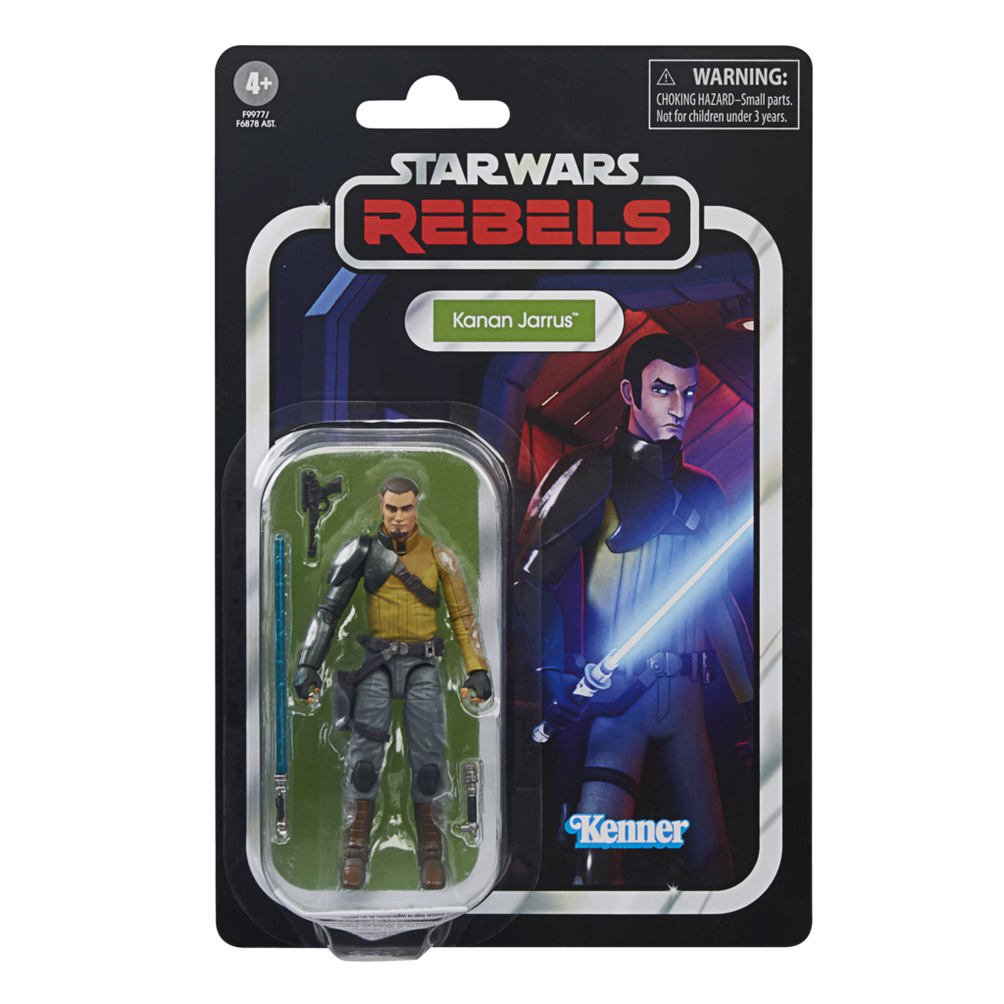 Star Wars Rebels Kanan Jarrus Actionfigur in Verpackung mit Zubehör.