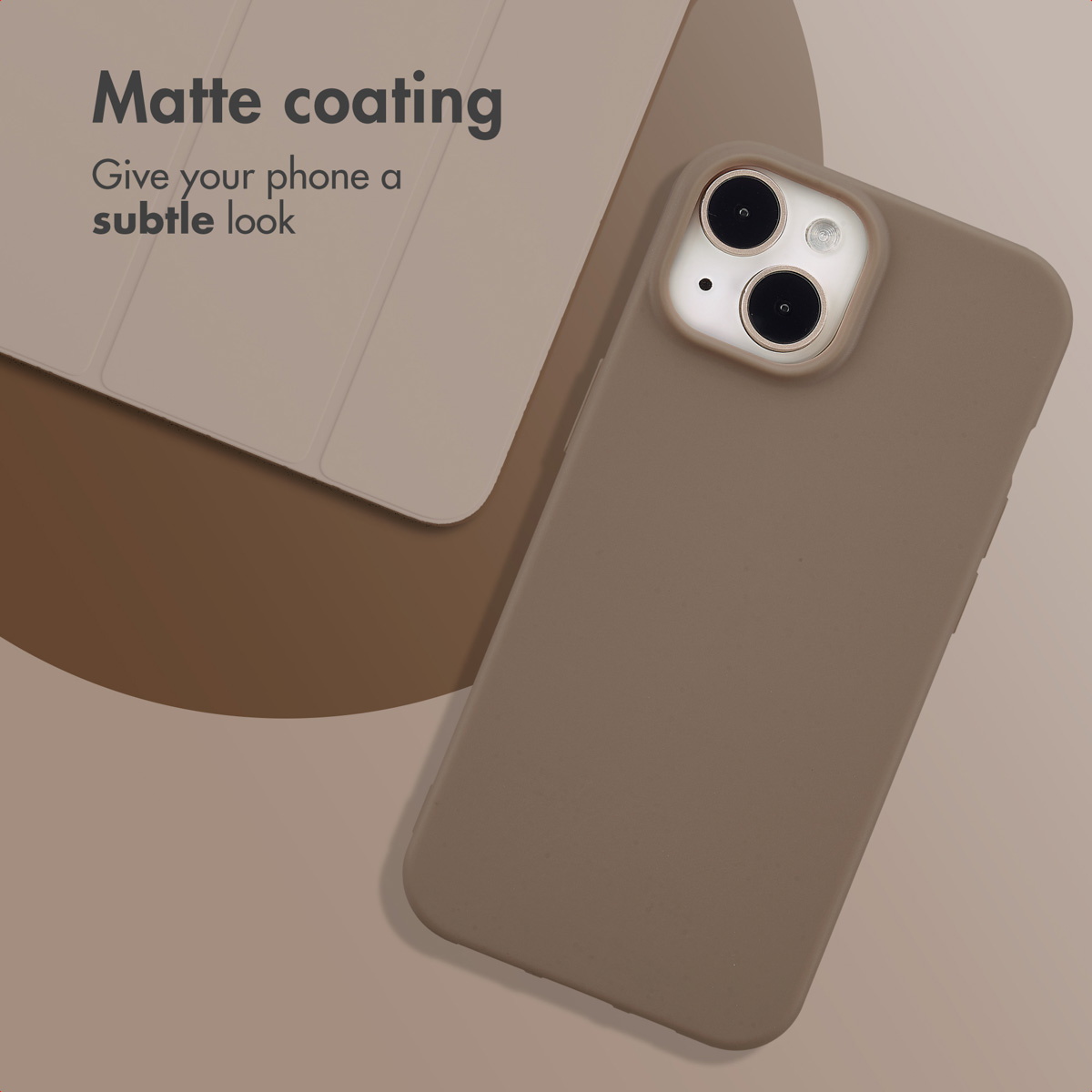 A taupe phone case with a matte finish and camera cutout.