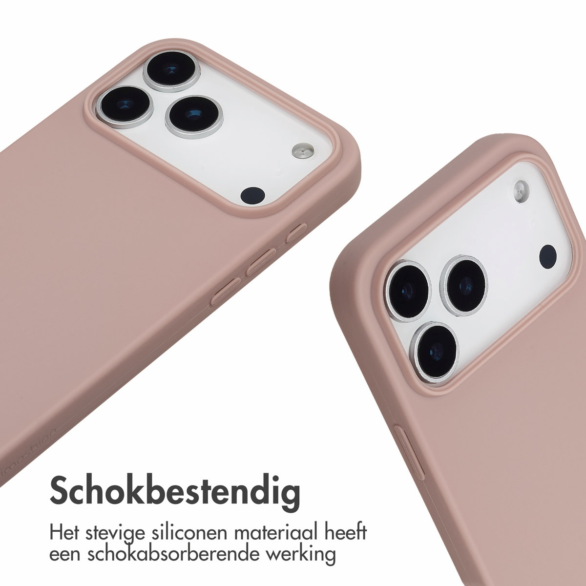Due custodie rosa per telefono con moduli fotocamera su sfondo bianco.