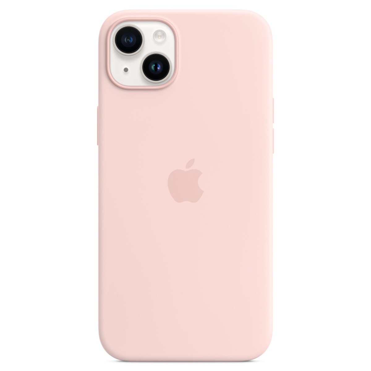 Ein hellrosa iPhone mit Apple-Logo und Kameramodul.