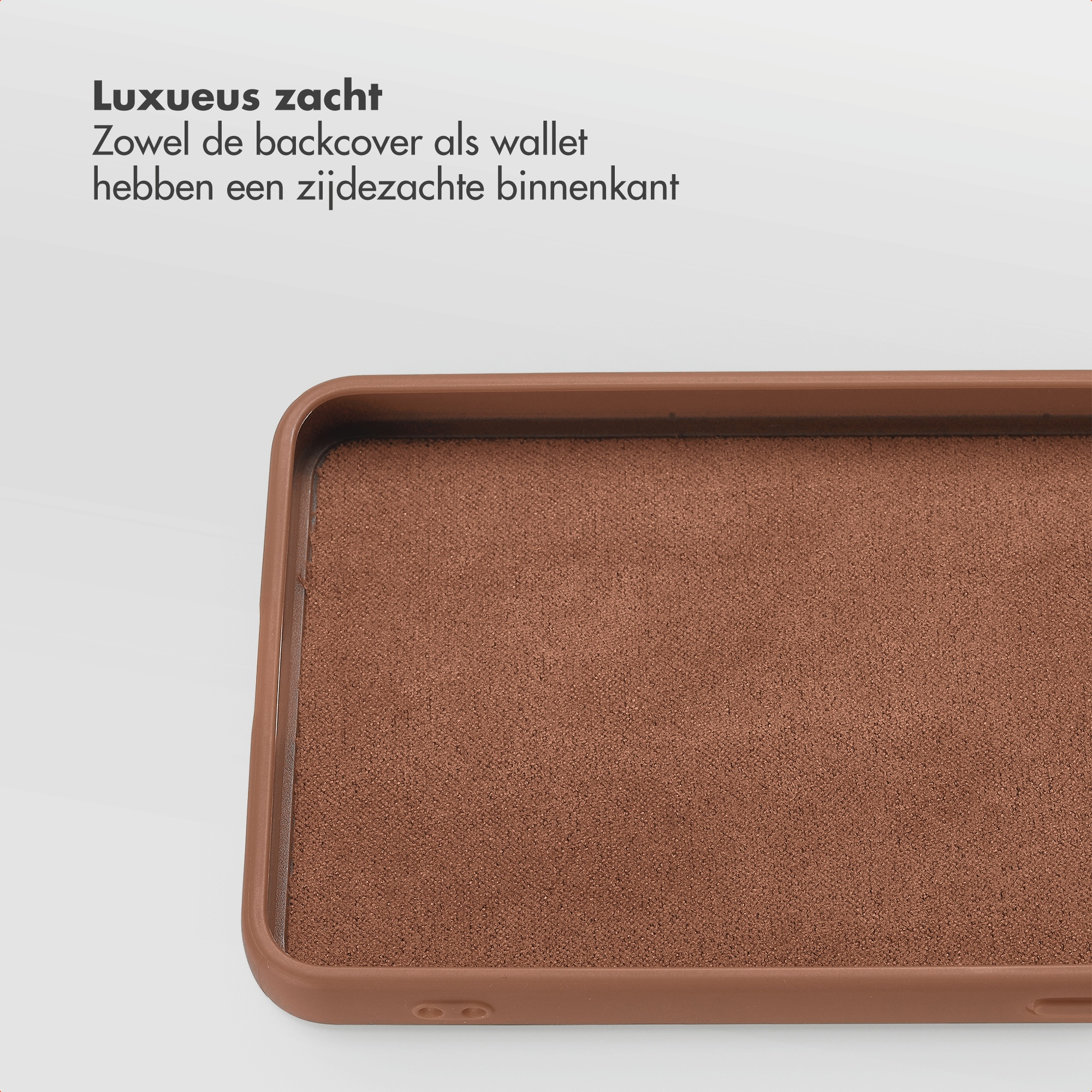 Brown phone case with a soft interior lining.