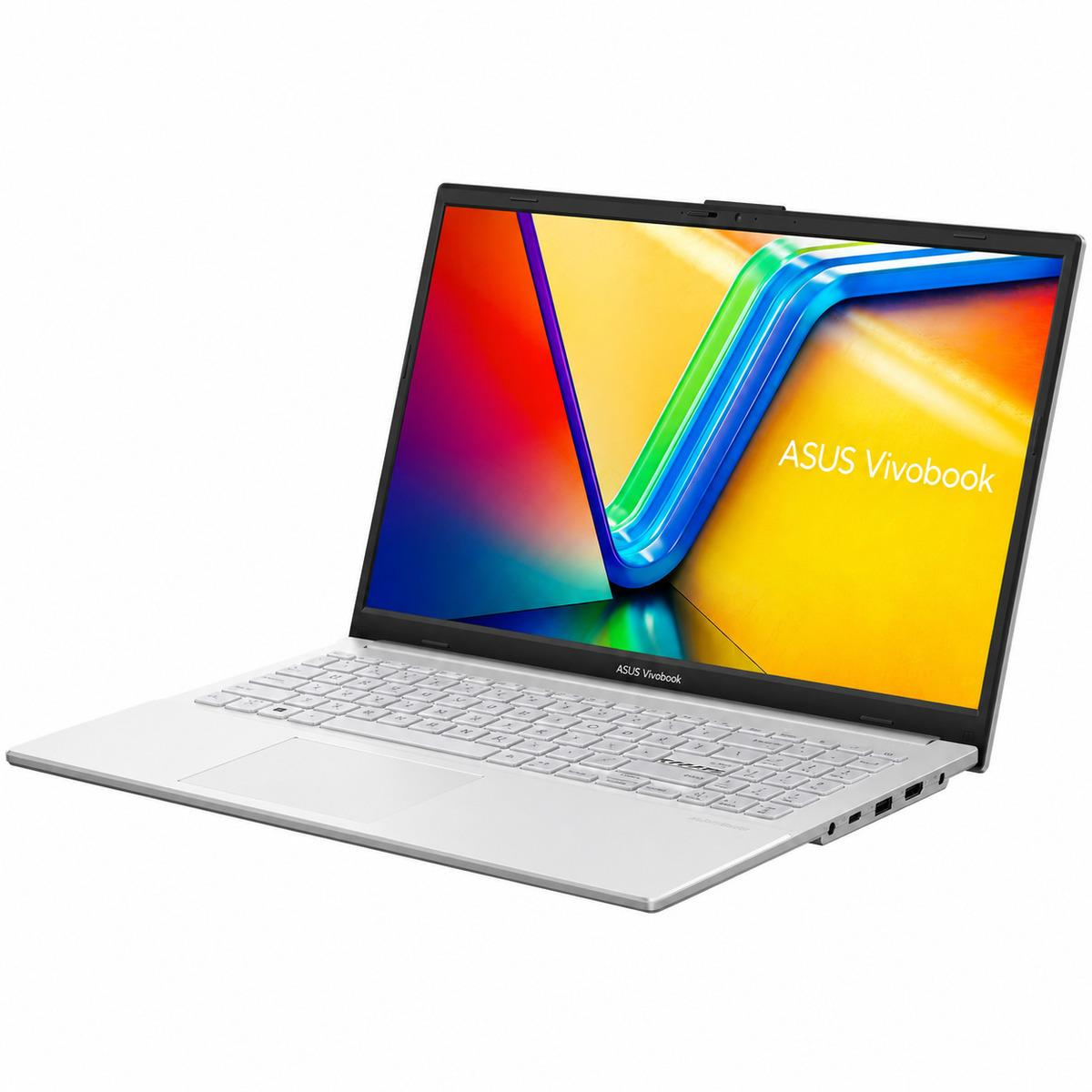 Canlı duvar kağıdı gösteren beyaz bir Asus Vivobook dizüstü bilgisayar.