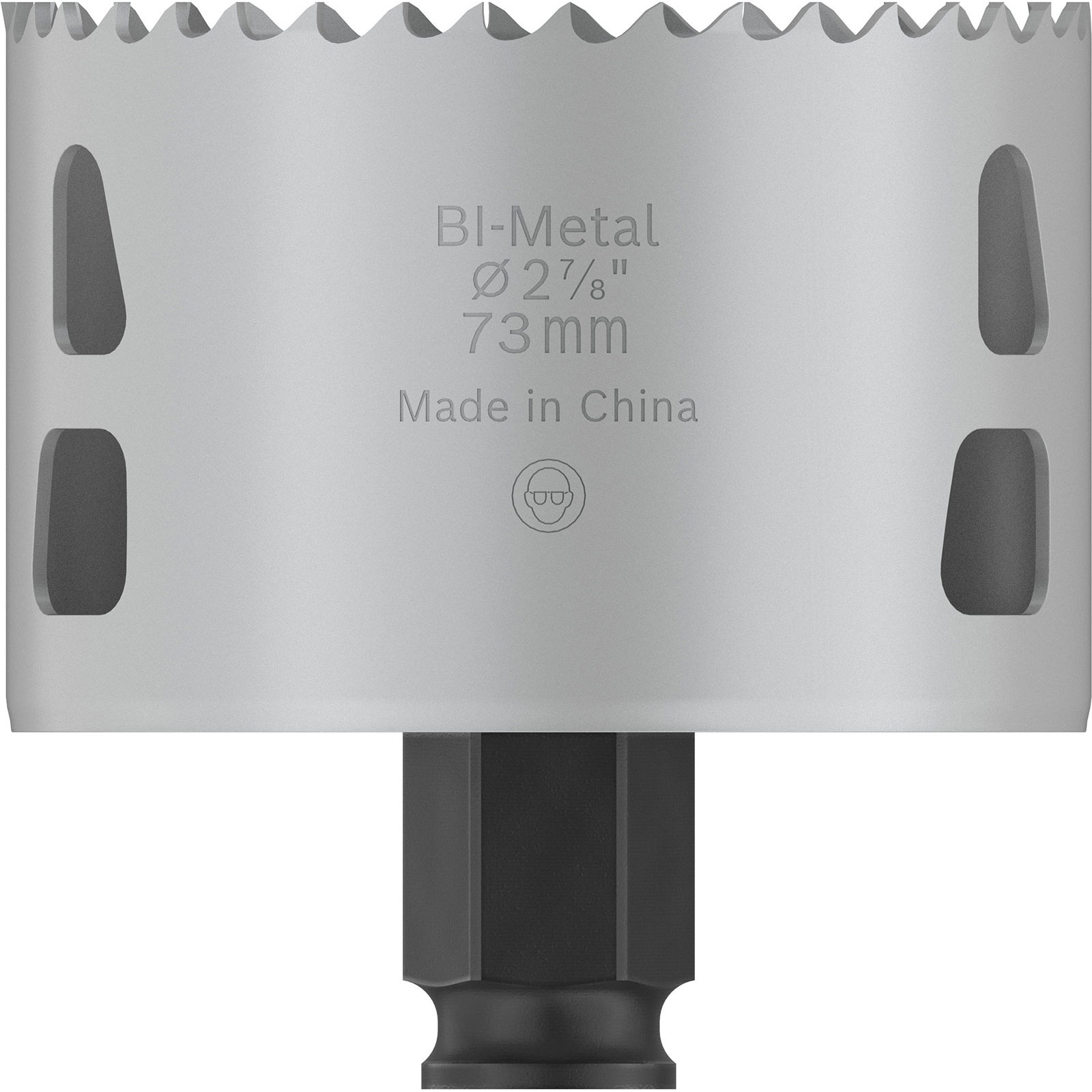 Bimetall-Hole Saw mit 73 mm Durchmesser und Sägezähnen.
