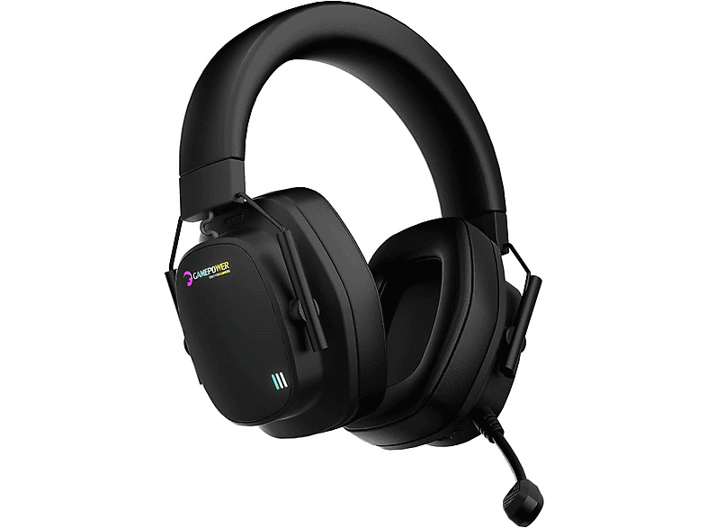 GAMEPOWER Kai Titanium Ultra 7.1 Surround Hi-Fi Rainbow Kablosuz Oyuncu Kulak Üstü Kulaklık Siyah