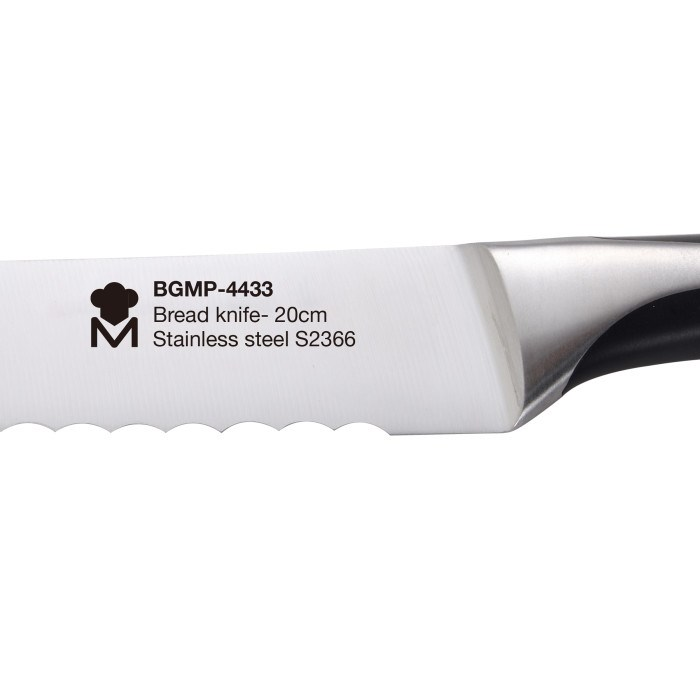 Tırtıklı bıçaklı ekmek bıçağı, 20cm, paslanmaz çelik. BGMP-4433 model.