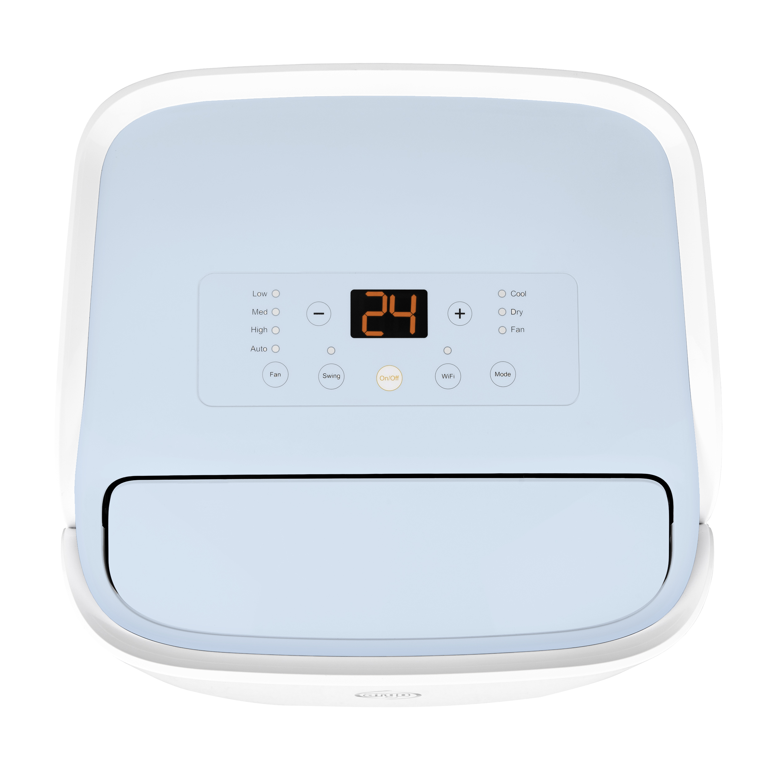 Un refrigeratore portatile per condizionatore bianco con display digitale 24.