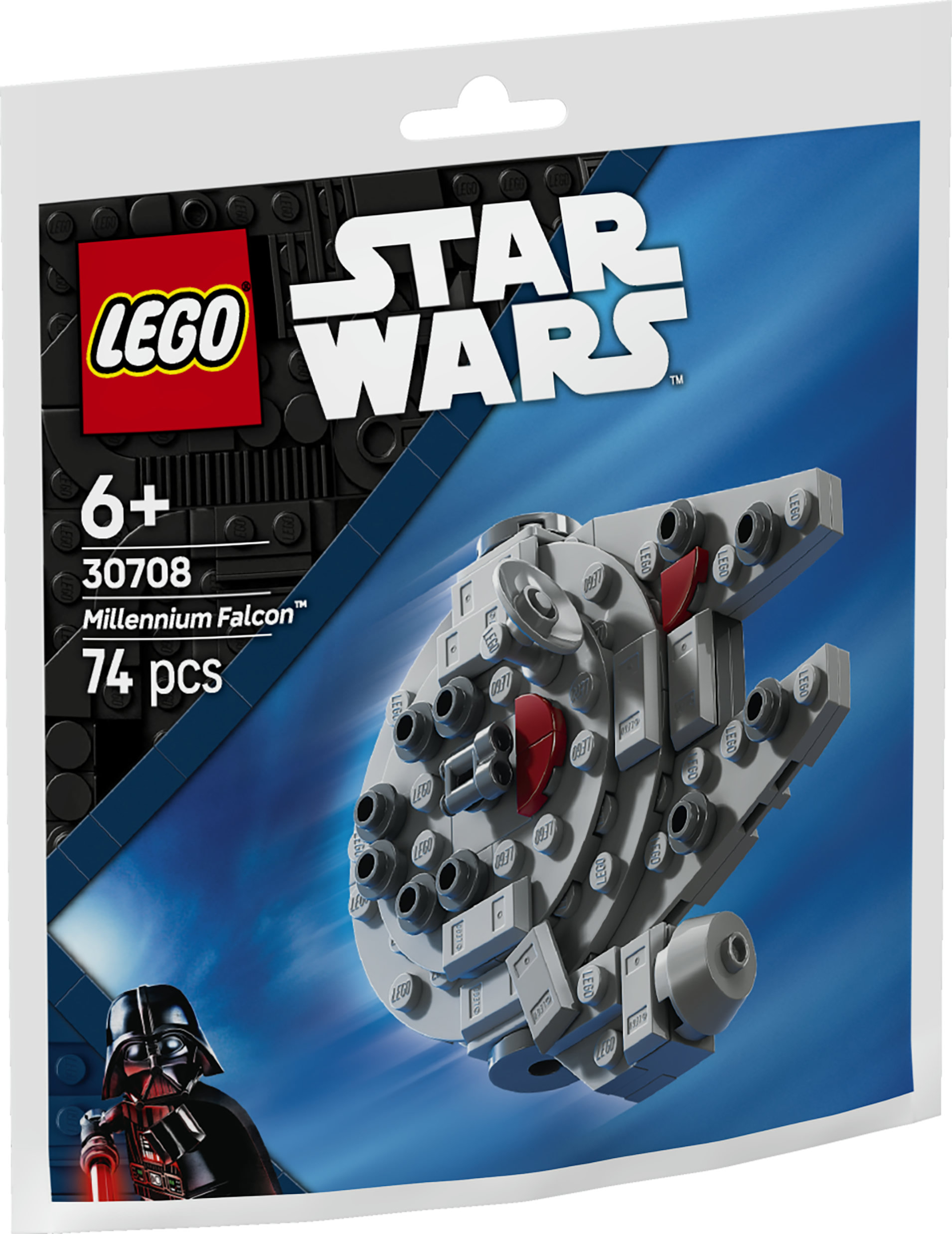Set LEGO Star Wars Millennium Falcon 30708 con figura di Darth Vader.