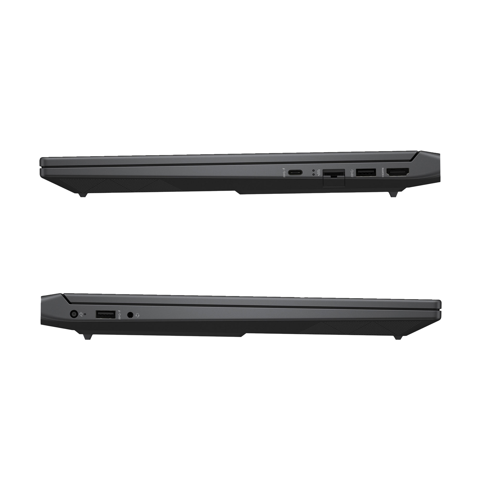 Kapalı gri dizüstü bilgisayarın yan görünümü, portlar: USB-C, USB-A, HDMI.