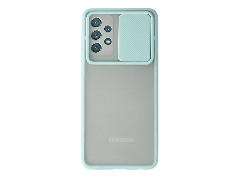 NEWFACE Samsung Galaxy A52 Uyumlu Palm Buzlu Kamera Sürgülü Silikon Telefon Kılıfı Turkuaz