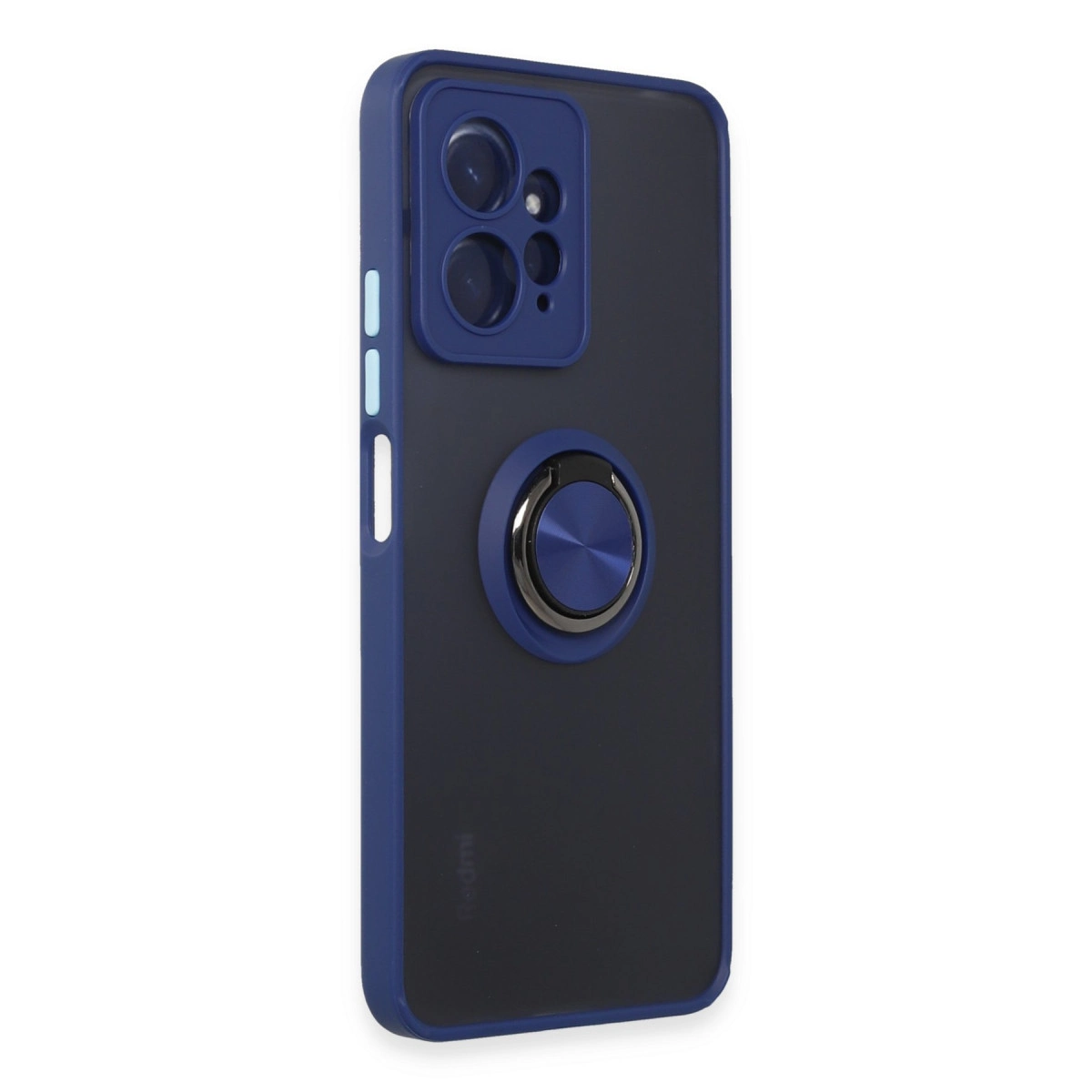 Halka tutuculu ve kamera kesimli lacivert telefon kılıfı.