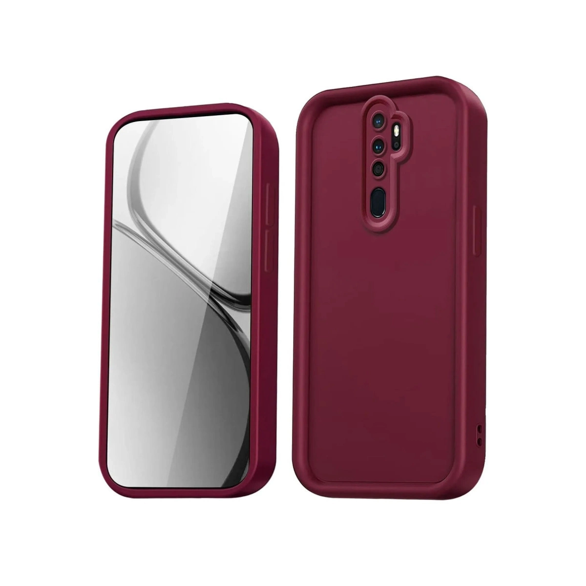 Beyaz arka planda yan yana duran iki bordo telefon kılıfı.