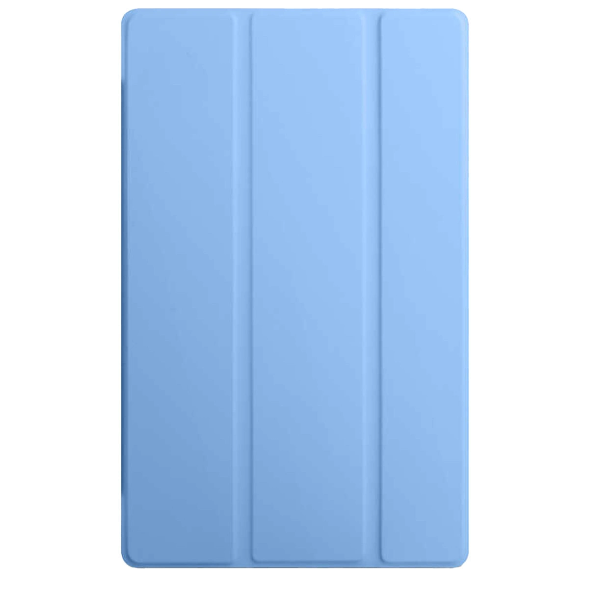 Üç dikey katlanmış açık mavi tablet kılıfı.