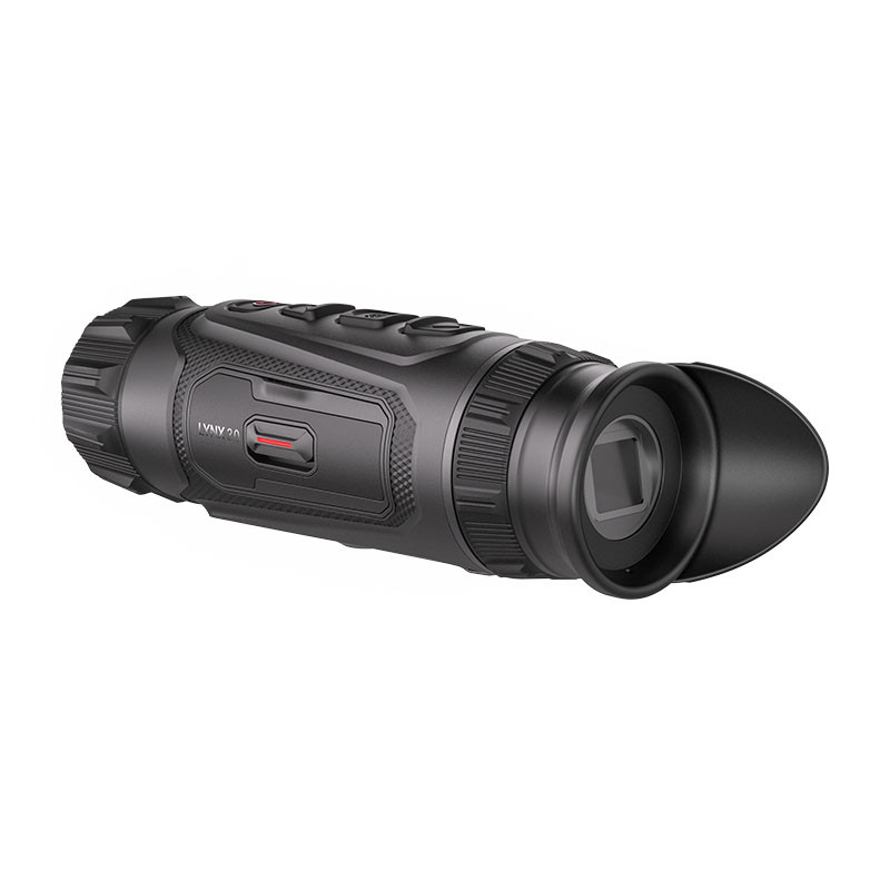 A black digital night vision monocular with eyepiece and control buttons.