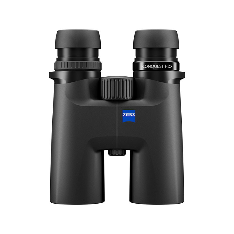 Black binoculars with Zeiss logo and "Conquest HDX" label on a white background.